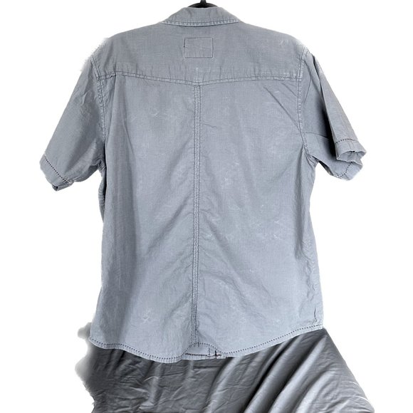 *DETAILED RED SEAMS* Jeremiah Large Gray Short Sleeve Button Down Shirt Pocket - Picture 7 of 7